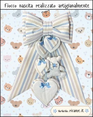 Fiocco Nascita Piquet Orsetto Azzurro 