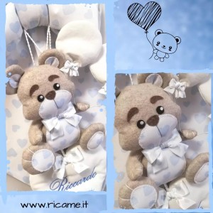 Fiocco Nascita Artigianale Teddy Azzurro