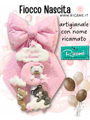 Fiocco Nascita Orsetti e Nuvole