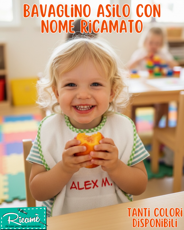 bavaglini asilo spugna elastico nome ricamato