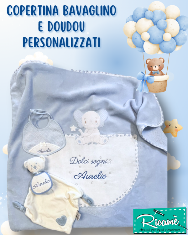 Copertina neonato con nome ricamato