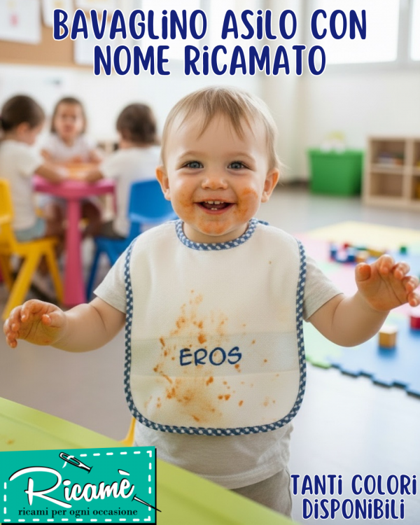 bavaglini asilo spugna elastico nome ricamato