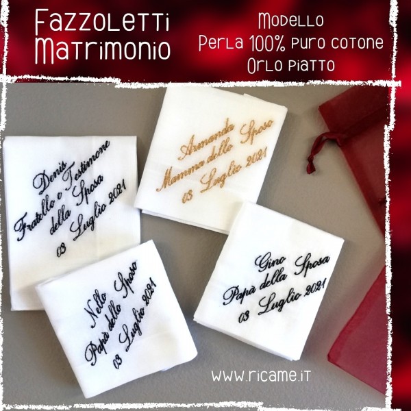Fazzoletto Perla Bianco - Fazzoletti Matrimonio - Fazzoletti
