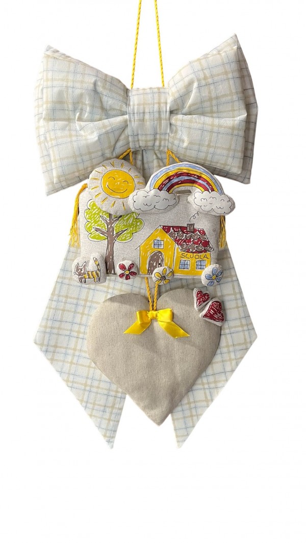 Fiocco Nascita Artigianale Arcobaleno azzurro